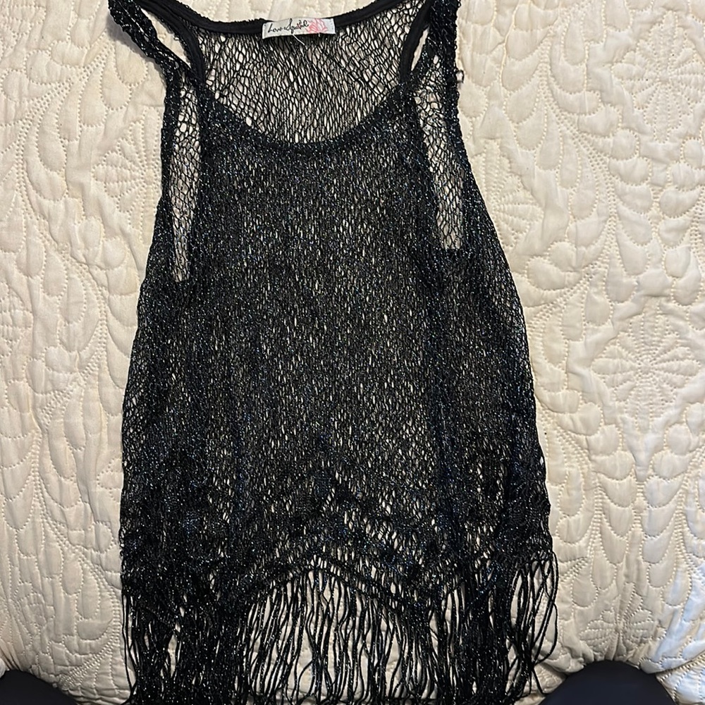 Fringe top sheer great for vacation or night out